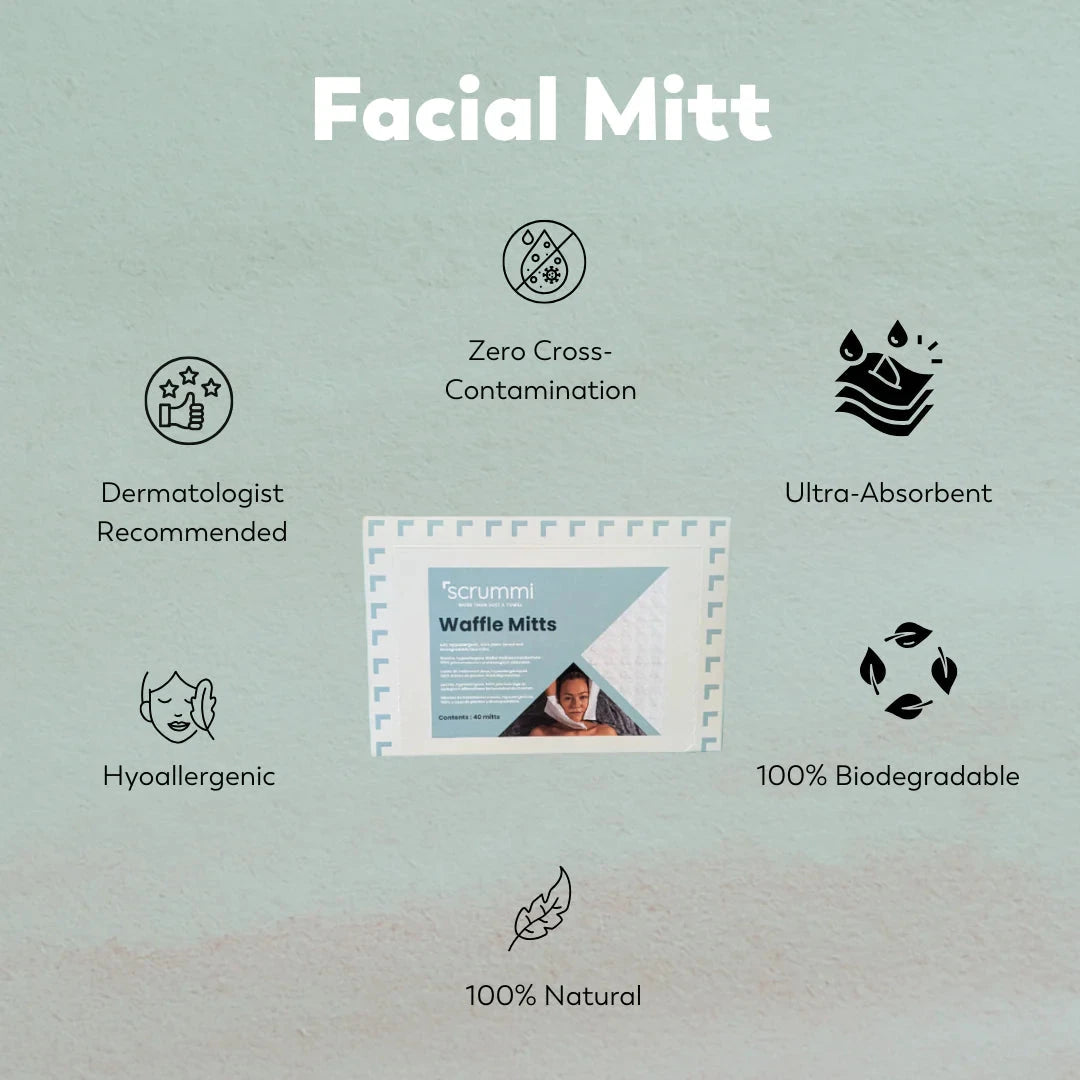 Scrummi® Waffle Facial Mitts - Pack of 40 Förbrukning Scrummi 