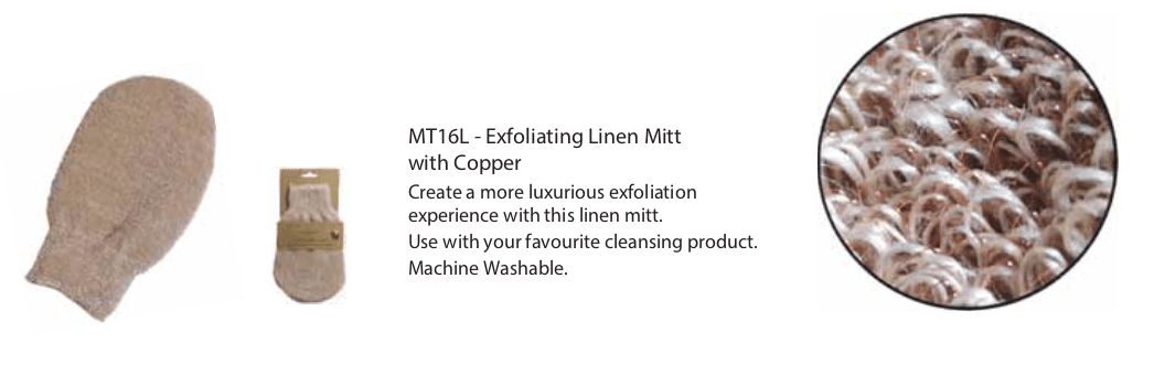 Exfoliating Mitt Linnen with Copper Retail Hydrea London 