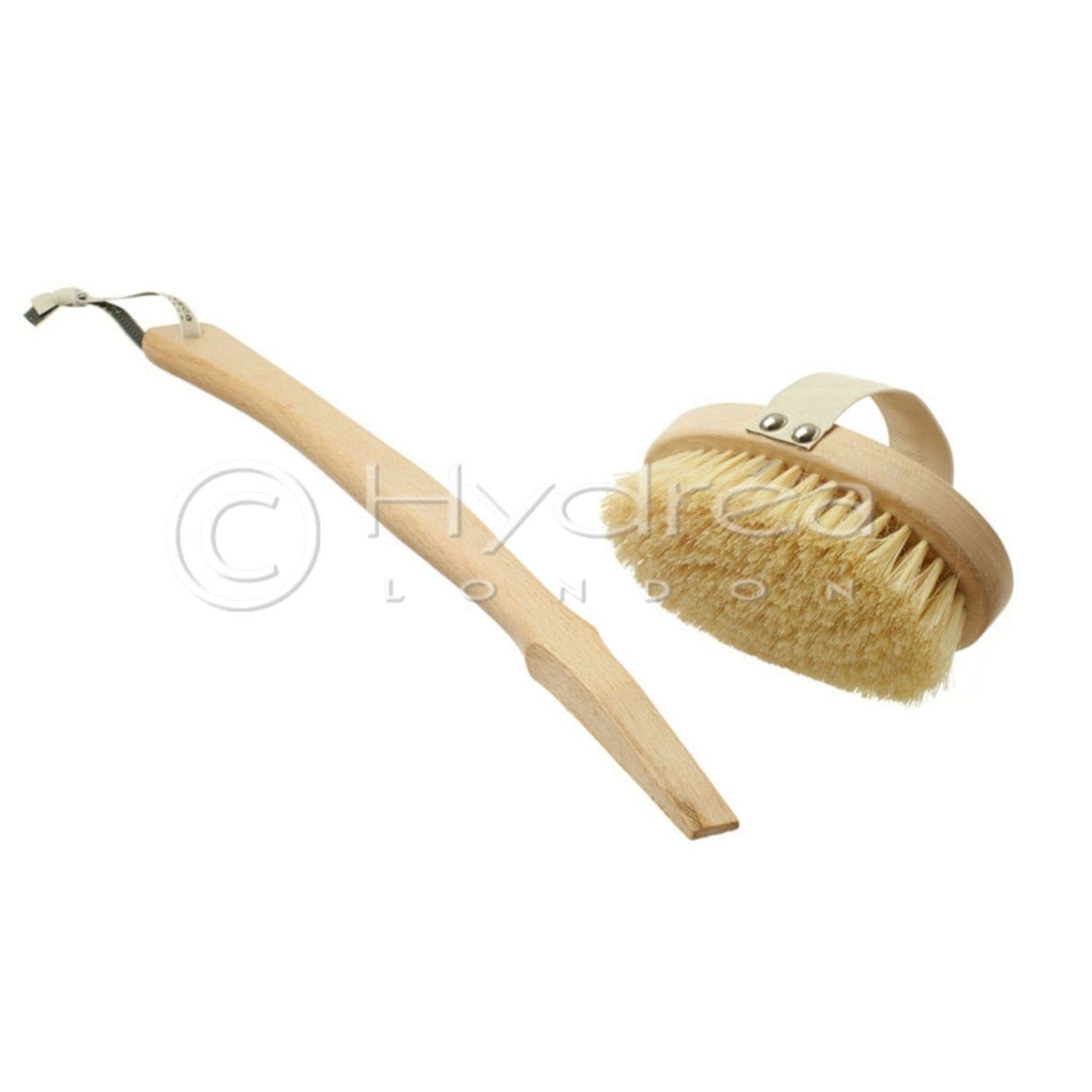 Professional Dry Skin Body Brush with Cactus Bristles (Hard Strength) - Long Detachable Handle FSC Beechwood Retail Hydrea London 